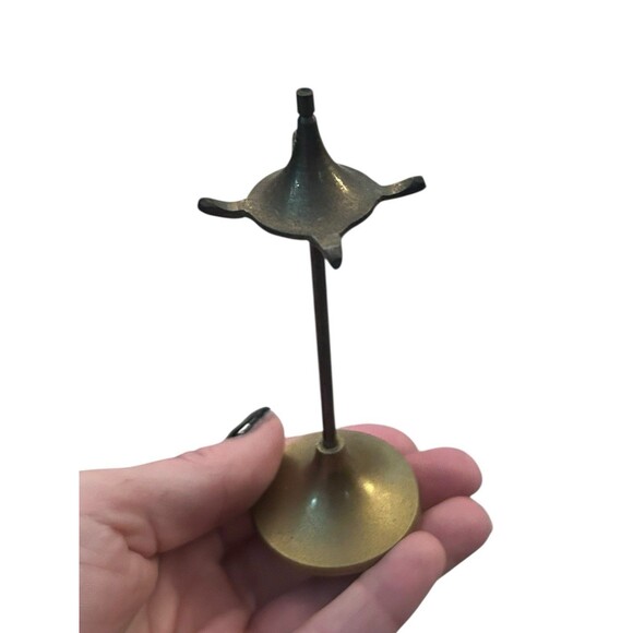 Vtg Mini Brass Teapot Kettle Spoon Fork & Stand Dollhouse Decorative - Picture 8 of 11